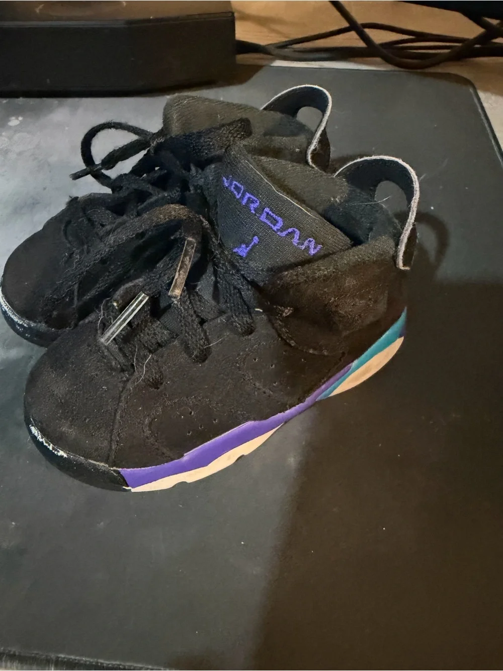 Jordan Kids' Black Sneakers with Purple Accents